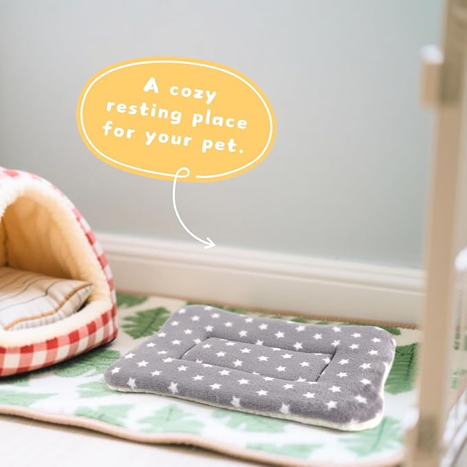 4-Pack Rabbit Bed, Washable Bunny Mat, Fleece Guinea Pig Bedding, Soft Flannel Small Animal Cage Liner, Blanket for Hamster Ferret - 19"x13"