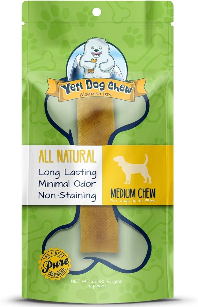 Yeti Dog Chew - Yak Cheese Himalayan - Healthy Long Lasting - Yak Chews for Large, Medium and Small Dogs - Yak Bones for Dogs - Natural Yak Cheese - Medium, 2.5 oz