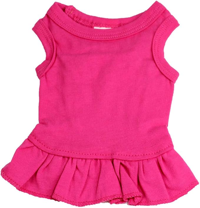 Pet Clothes Small Dog Clothing Blank Color Sport Dress T-Shirts Tee Dresses Tanks Top for Small Size Female Dogs Summer Spring Pet Costumes 100% Cotton (L, Rose-red)