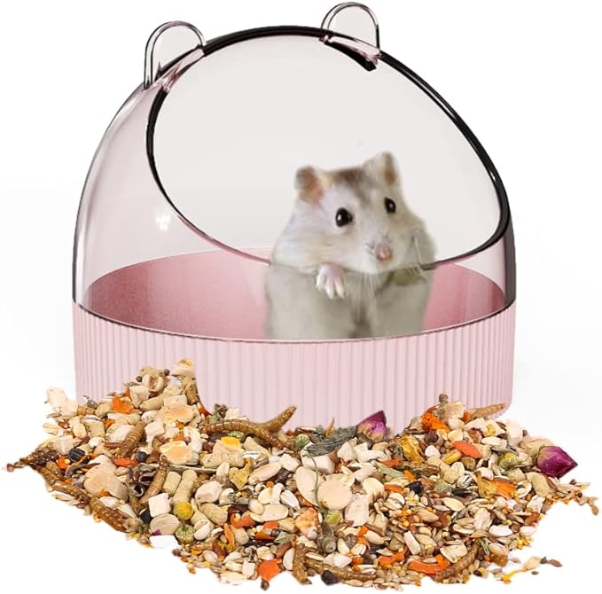 Cute Hamster Food Bowl Hedgehog Dish for Dwarf Hamsters, Syrian Hamsters, Gerbils, Mice, Rats, Small Animals, Pink