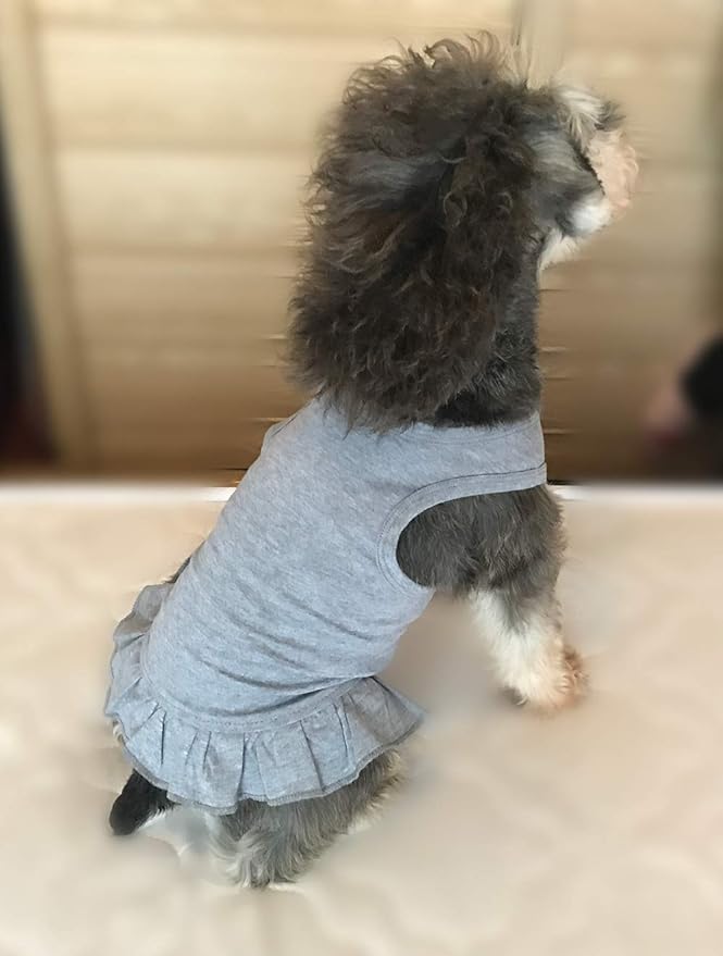 Pet Clothes Small Dog Clothing Blank Color Sport Dress T-Shirts Tee Dresses Tanks Top for Small Size Female Dogs Summer Spring Pet Costumes 100% Cotton (XL, Gray)
