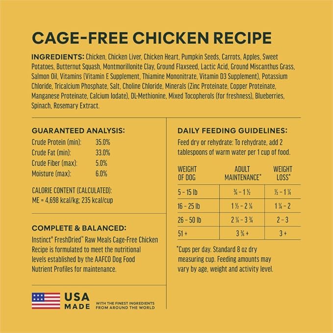 Instinct FreshDried Bites, Natural Freeze-Dried Dog Food, Grain-Free - Cage-Free Chicken, 45 oz. Bag