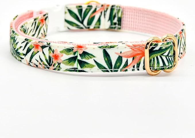 Bow Tie Cat Collar Set, Wedding/Birthday Gift for Cat, Summer Strelizia Flower Floral, Cat Accessories