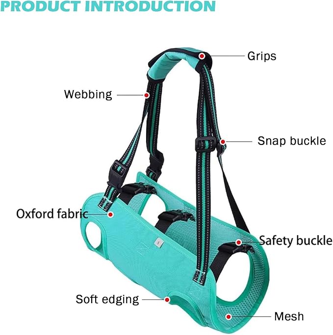 Dog Lift Harness, Full Body Support Sling，Adjustable Handle & Open Crotch Design for Senior, Disabled, Injured Dogs, Help with Walking, Climbing Stairs, Car Travel(Blue,X-Large)
