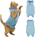 Cat Surgery Recovery Suit - L Size Blue, Soft and Breathable for a Comfortable Recovery, Effortlessly Wearable and Suited for Post-Op Care
