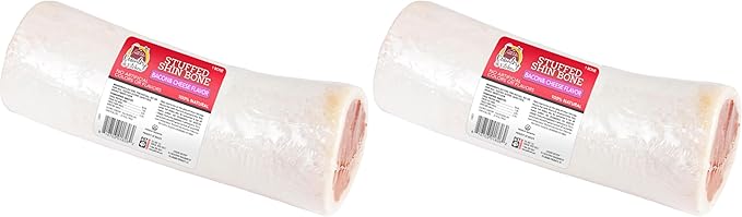 Country Kitchen Stuffed Shin Bone Bacon and Cheese Flavor Dog Treat, 100% Natural, Long Lasting, 1 Large Bone 5-6 inches (Pack of 2)