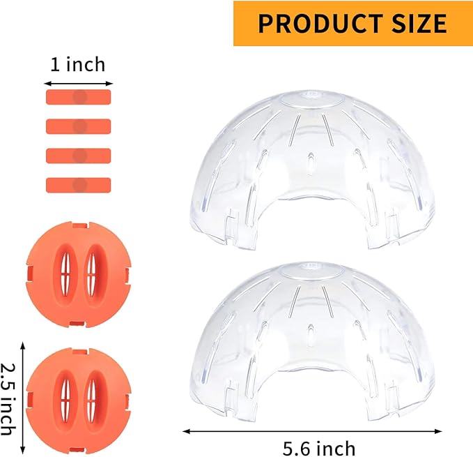 Andiker Hamster Ball, 5.52in Transparent Hamster Running Ball with Breathable Holes Easy to Install Hamster Exercise Ball for Small Animals to Keep Fit or Do More Sports Hamster Wheels (Orange)