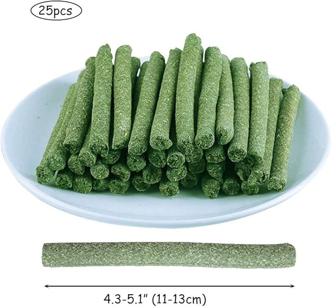 25pcs Natural Grass Stick for Rabbit, Pet Chew Toys 5 Tastes for Choice Timothy Alfalfa Fruit tree Rye Oat, Molar Rod Small Pet Natural Snacks for Guinea Pigs, Rabbits, Bunny, Chinchilla, Hamsters