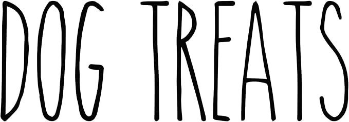 White - Dog Treats Vinyl Decal - Puppy Pet Snacks Training - Farmhouse Skinny Font - 5.75w x 2h inches - Die Cut Sticker