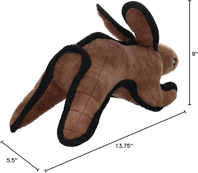 TUFFY - World's Tuffest Soft Dog Toy -Barnyard- Multiple Layers. Made Durable, Strong & Tough. Interactive Play (Tug, Toss & Fetch). Machine Washable & Floats. (Brown Rabbit, Large 2 Pack)