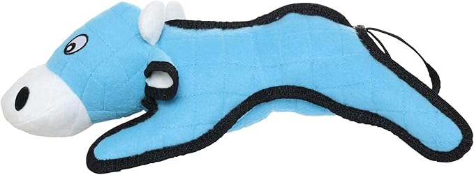 TUFFY - World's Tuffest Soft Dog Toy -Barnyard- Multiple Layers. Made Durable, Strong & Tough. Interactive Play (Tug, Toss & Fetch). Machine Washable & Floats. (Cow, Large 2 Pack)