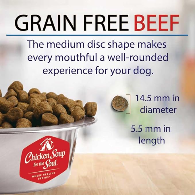 Chicken Soup for the Soul All Natural Premium Grain-Free All Life Stage Dry Dog Food, Real Meat First Ingredient, No By-Products, Added Taurine Supports Heart Health, Beef & Legumes, 22lb
