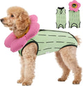 EMUST 2PCS Cat Recovery Suit and Cat Surgery Suit - Breathable Surgery Suit for Dogs, Adjustable Soft E Collar Alternative for Cats After Surgery - Green, L (8-16lb)
