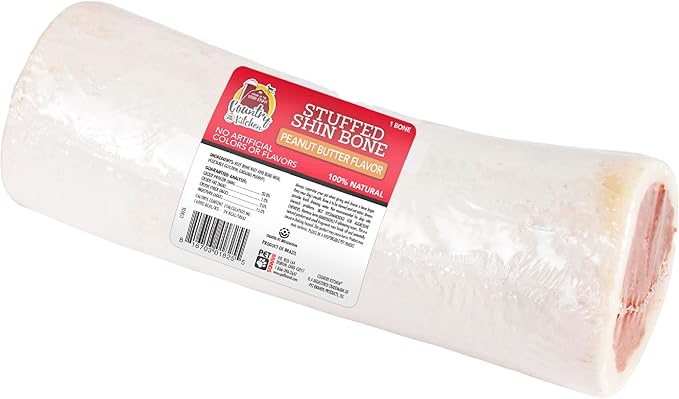 Country Kitchen Stuffed Shin Bone Peanut Butter Flavor Dog Treat, 100% Natural, Long Lasting, 1 Large Bone, 5-6 Inches