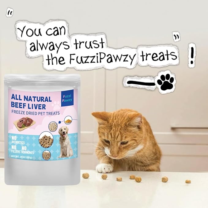 Freeze Dried Beef Liver Healthy Training Treats Toppers for Pets, Single Fresh Raw Ingredient, Organic, Pure Balance, Natural, Grain Gluten Filler Free, Snacks, Dogs Cats (14oz)