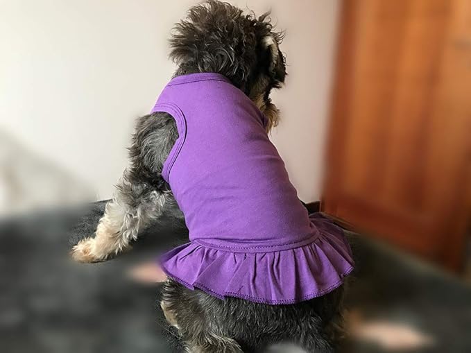 Pet Clothes Small Dog Clothing Blank Color Sport Dress T-Shirts Tee Dresses Tanks Top for Small Size Female Dogs Summer Spring Pet Costumes 100% Cotton (XL, Purple)