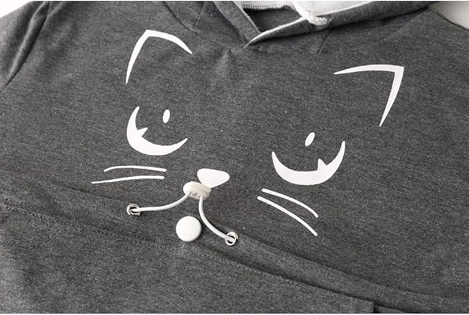 ALYC Unisex Hoodies Pet Holder Cat Dog Kangaroo Pouch Carries Pullover with Cat Printing Sweatshirt (Dark Grey, S)