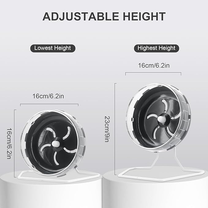 Hamster Wheel Treadmill Wheel, Silent Hamster Exercise Wheels, Freely Adjustable in Height Or Assembled in Cage, for Hamsters or Other Small Animals - Black