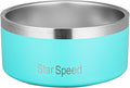 StarSpeed Stainless Steel Dog Bowl. Large Dog Water Bowl with Rubber Bottom, Drop Resistant, Keeps Cold, Holds 8 Cups (64oz), Light Green