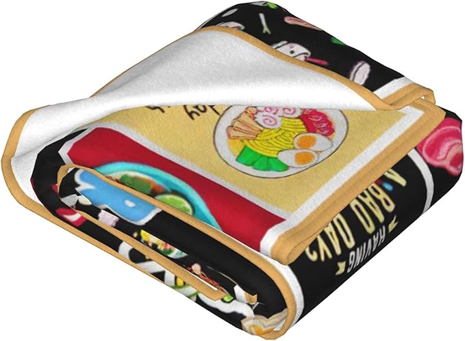 SweetFox Just A Girl Who Loves Ramen Blanket, Ramen Decor Throw Blanket Gifts for Girls Boys Food Lovers Super Warm Soft Plush Fleece Flannel Winter Bedding Blankets for Kids Adults Men Women 80"X60"