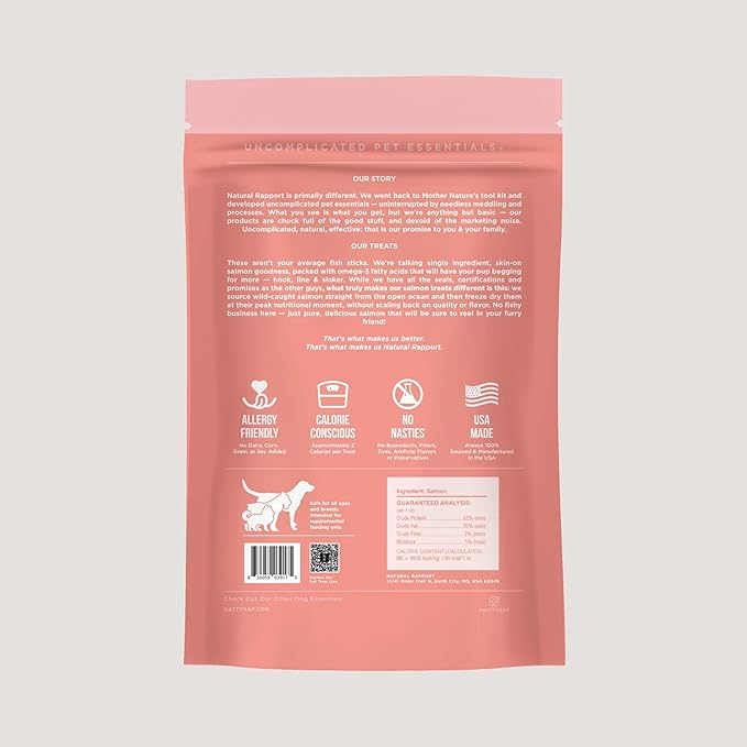 Natural Rapport Salmon Dog Treats - The Only Freeze Dried Salmon Dogs Need - All Natural Dog Treats for Small and Large Dogs (3 oz)