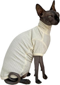 Sphynx Cats Shirt Cat Turtleneck Cotton Sweater Pullover Kitten T-Shirts with Sleeves Cat Pajamas Jumpsuit for Sphynx Cornish Rex, Devon Rex, Peterbald (White, XX-Large (Pack of 1))