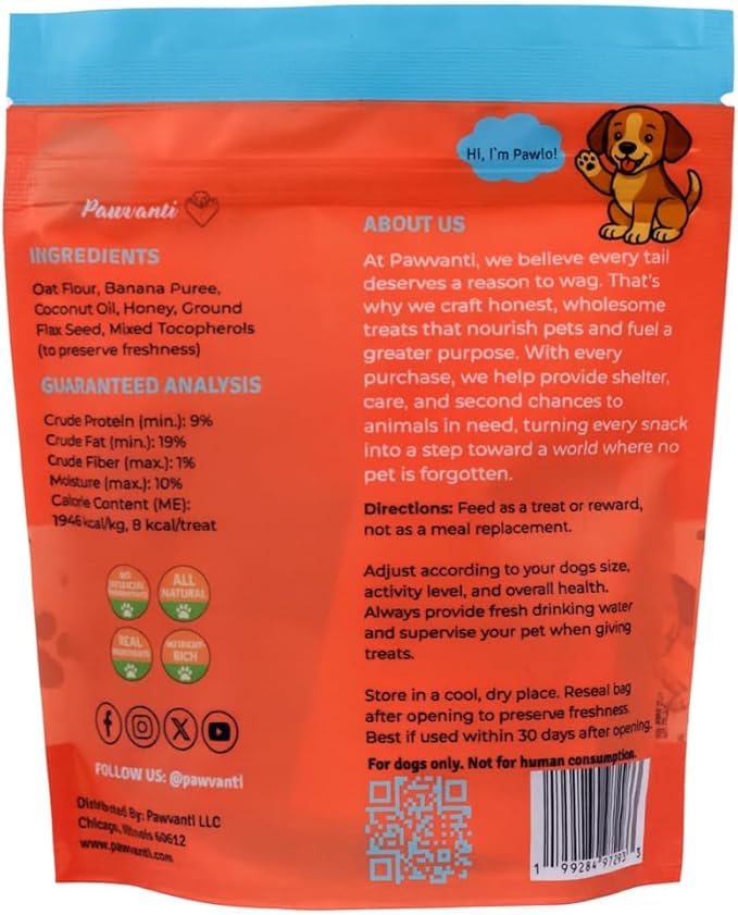 Banana Coconut Crunchy Dog Treats, All Natural Biscuits, Limited Ingredients, No Fillers, No by-Products, 6oz