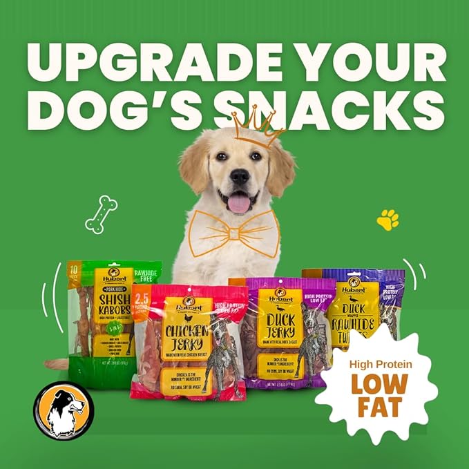 Hubert Pet Gourmet Duck Jerky Dog Treats: Healthy & Natural Training Snacks, Ideal for All Dog Sizes, Low Fat, High-Protein, 8 Ounce Trial Size