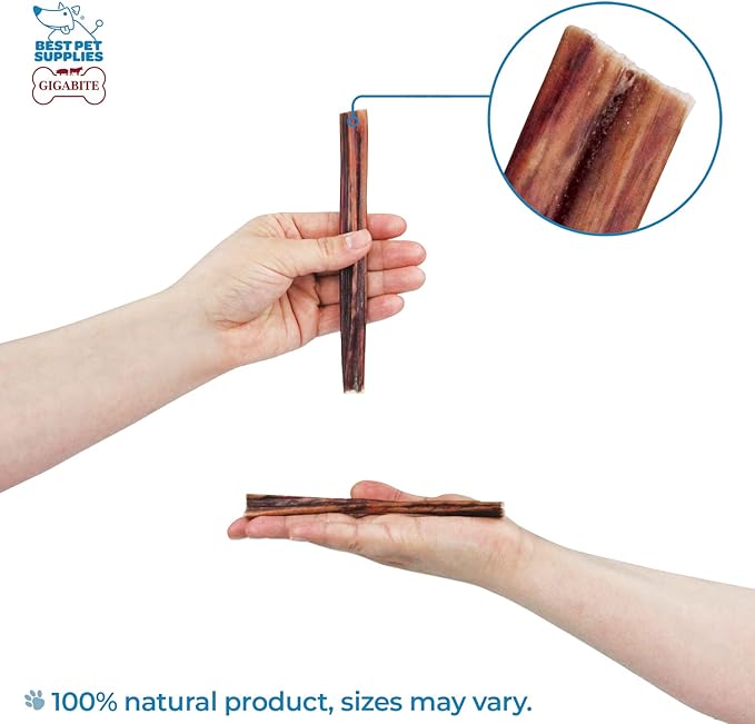 GigaBite Beef Esophagus Dog Treats - Natural Gullet Sticks for Dogs, High Protein Single Ingredient Dog Chews, Rawhide Free Dental Dog Treats for All Dog Breeds - Sticks (6 Inch), Pack of 80