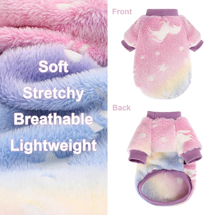 Dog Sweaters for Small Dogs Male Female Night Glow Doggie Clothes Girl Boy, Warm Pullover Doggy Sweatshirt, Winter Pet Coat Jacket Cat Costume, Small Dog Sweater Puppy Outfit, Pink, S