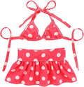 Junchl Small Dog Bikini,Summer Pet Swimsuit Puppy Bathing Dress Beach Clothes, Hawaiian Party Pet Costume Outfit for Puppy Cat Kitten Pink Polka Dots L
