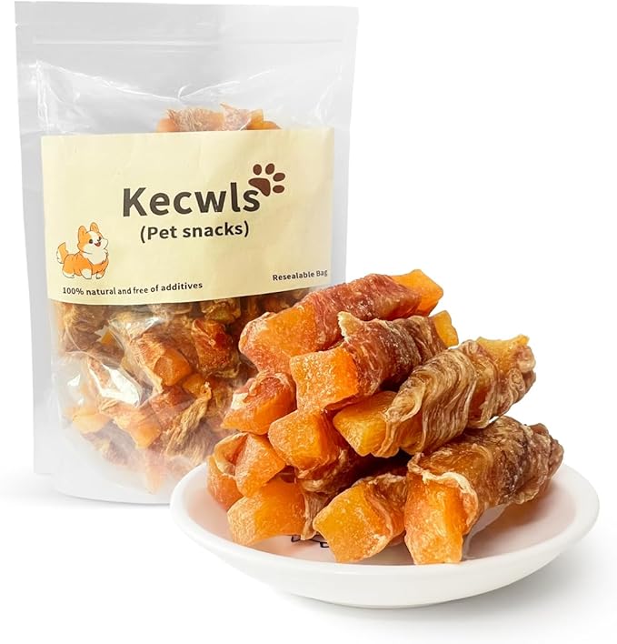 Dog Treats, Sweet Potato wrap Chicken Jerky Pack Healthy raw Skin no Doggie Snack Chicken Jerky Low-Fat, high-Protein Textured Snack for Medium-Sized and Small to Large Dogs (32 Ounces)