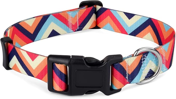 Dog Collar for Small Dogs Cats, Soft Comfy Pet Collar for Small Medium Large Dogs, Geometry Pattern for Boy Girl Puppy Dogs Cats(Colorful Waves,XS)
