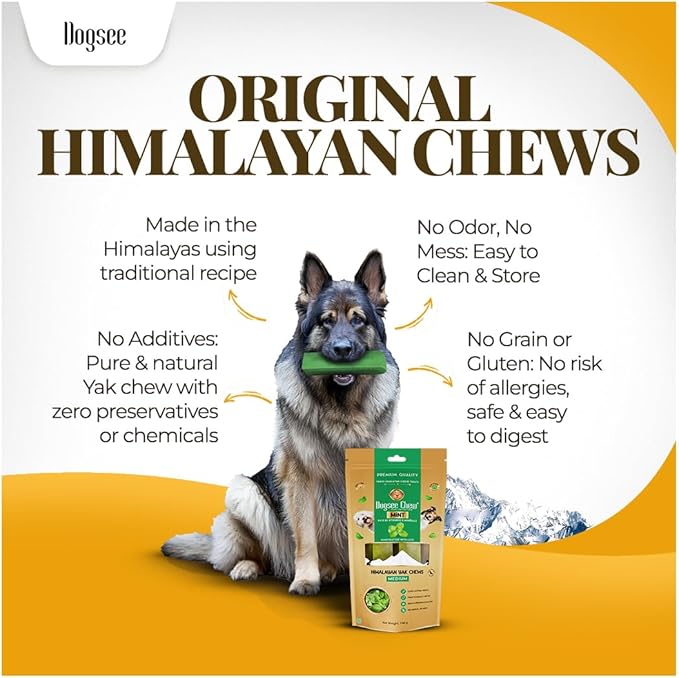 Dogsee Mint Flavor Himalayan Yak Cheese Dental Chews for Dogs 1lb (Medium - 6 Chews) | Aid Digestion | Made in Himalayan Regions | Odorless Dog Treats…