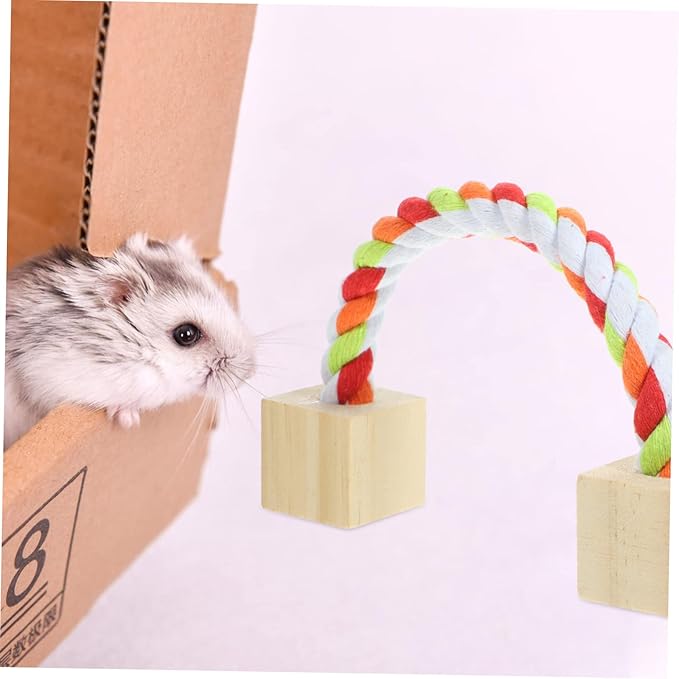 Totority Small Animal Chew Toy Set with Carrot Grass Balls and Bunny Swing Seesaw Durable Natural Teething Toys for Hamsters Guinea Pigs Rabbits and Small Pets