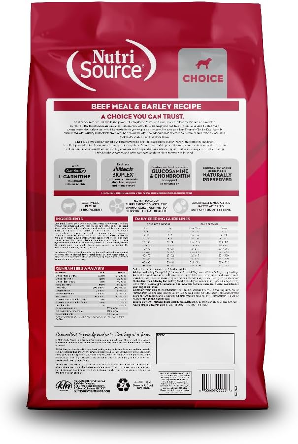 NutriSource Choice Dry Dog Food, Beef Meal & Barley Recipe, 40 lb.
