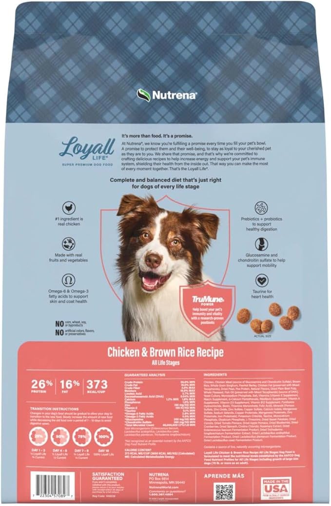 Nutrena Loyall Life All Life Stages Chicken and Rice Dog Food (20 Pounds), 1 Count (Pack of 1)