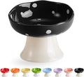 Ceramic Elevated Cat Bowls, Tilted Raised Pet Dish Anti Vomit Kitten Bowl for Indoor Cats, Whisker Friendly Pet Food and Water Bowl for Kitten, Cat, Puppies, Dishwasher Safe (Black)