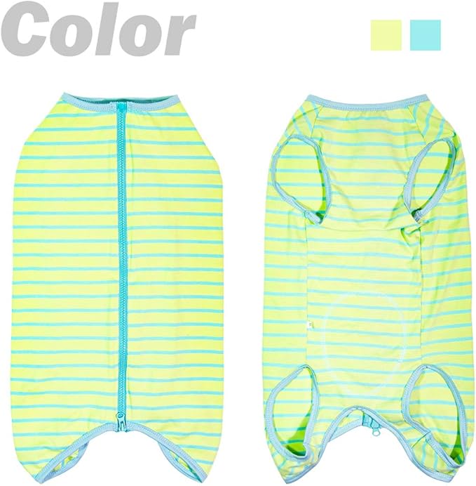 Dog’s Recovery Suit Post Surgery Shirt for Female Male Dog, E-Collar Alternative Wound Protective Clothes (Green stripe-3xl)