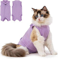 Avont Cat Recovery Suit Female Kitten After Spay Surgery, Breathable Modal Cotton Cat Onesie for Wound & Skin Disease Care, Machine Washable -Purple(S)