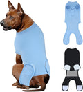 2 Packs Breathable Cotton Dog Recovery Suit for After Neuter Spay Abdominal Wounds Protector, Professional Anti-Licking Onesies for Male Female Pets Surgery Bandages, 2XL Black Blue Pure