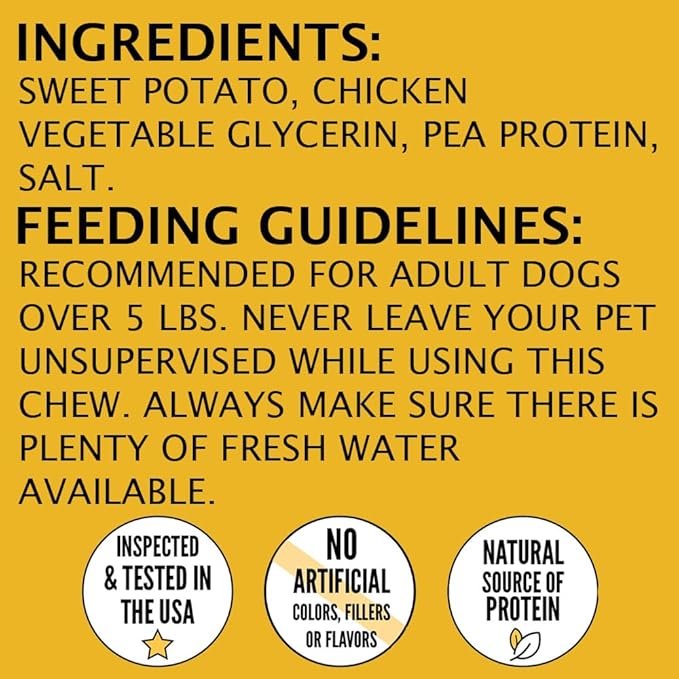 Hubert Pet Gourmet Chicken & Sweet Potato Wrap Dog Treats - Natural, Ideal for Training, USA Inspected & Tested, Suitable 2.5 lbs