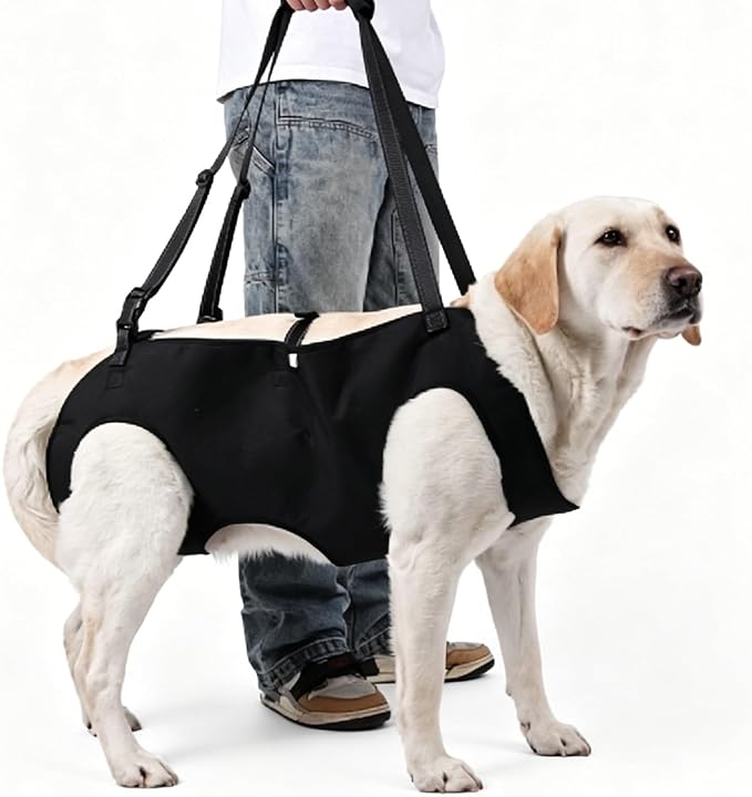 Dog Lift Harness, Full Body Support Sling，Adjustable Handle & Open Crotch Design for Senior, Disabled, Injured Dogs, Help with Walking, Climbing Stairs, Car Travel(Black,X-Large)