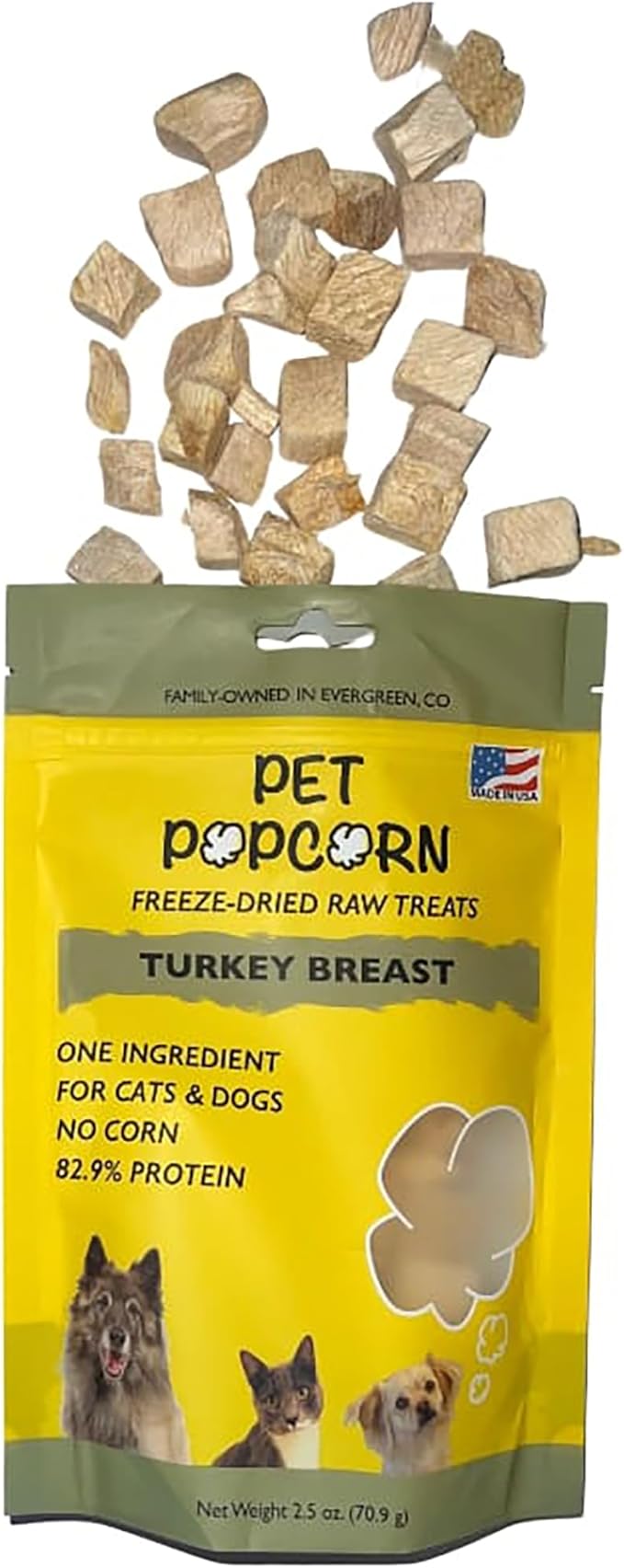 Freeze-Dried Raw Treats - Turkey Breast - 2.5oz Bag, Dog & Cat Snacks, Single Ingredient, Natural, Pet Food Topper, Protein‑Packed Meat