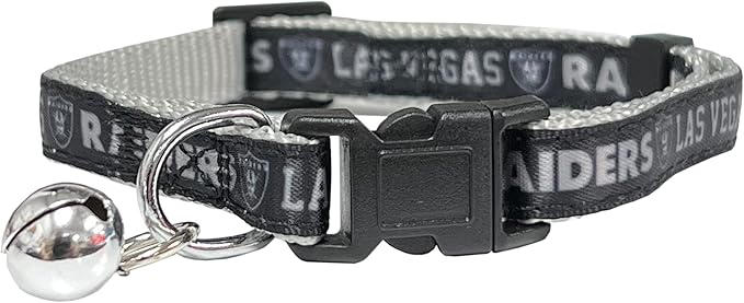 NFL CAT Collar Las Vegas Raiders Satin Cat Collar Football Team Collar for Dogs & Cats. A Shiny & Colorful Cat Collar with Ringing Bell Pendant