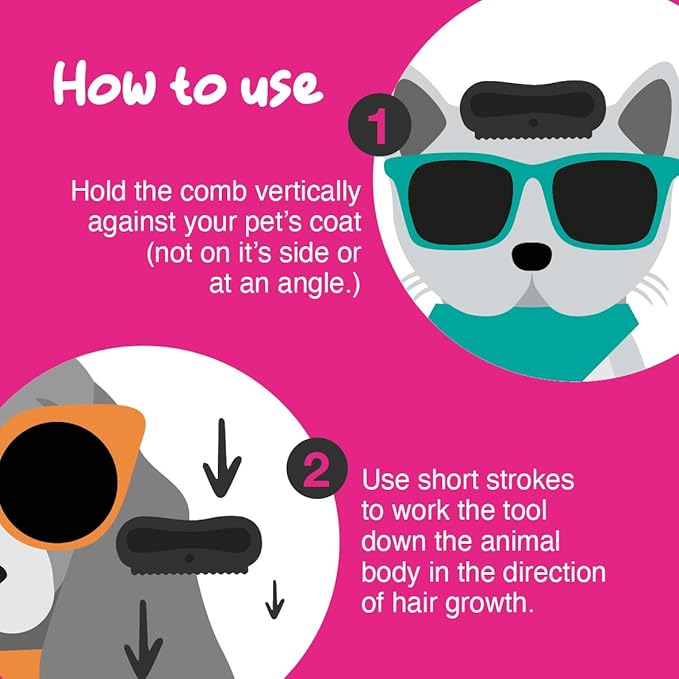 Groomi Deshedding & Grooming Brush for Dogs, Cats, Horses & Rabbits - Gentle & Effective Pet Grooming Tool, Wide Shallow Comb, Smooth Groomer