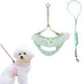 Cat Harness Collar and Leash Set, Sweet Lace Floral Kitten Collar, Escape Proof Puppy Chest Harness, Adjustable Cute Harness Leash Set for Cat Puppy Dog Outdoor Walking (Green, M)