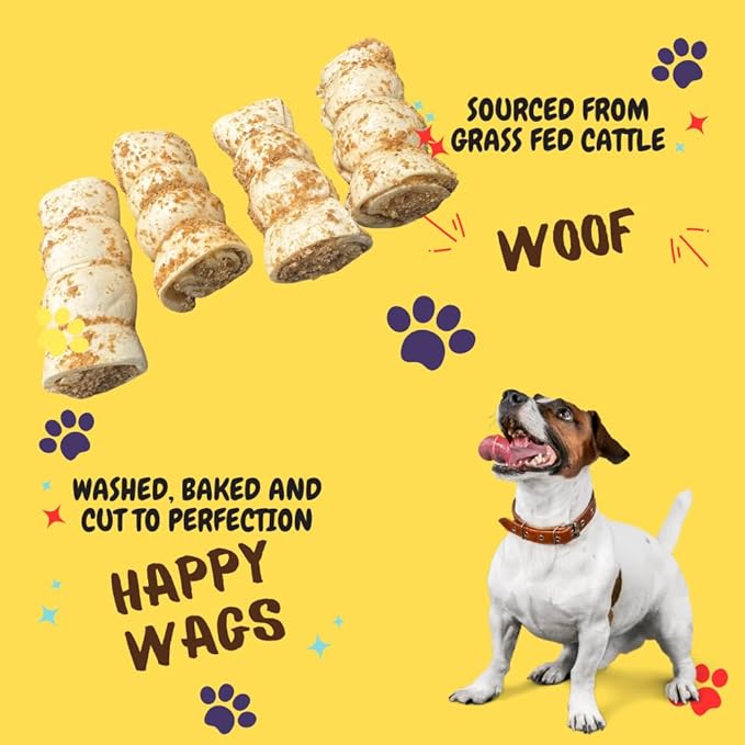 Woofley's 5-6" Bully Dusted Beef Cheek Roll - (50 Count)- Beef Cheek Rolls for Dogs - Long Lasting Natural Dog Chews