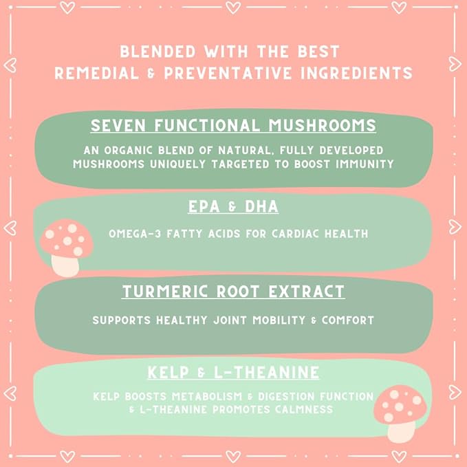 - Pup Shrooms - Mushroom Complex Soft Chews for Dogs - Lion's Mane, Turkey Tail, Shiitake - EPA, DHA, Turmeric and Organic Kelp - 160 Count - Boosts Immunity, Improves Digestion, Hip & Joint Support