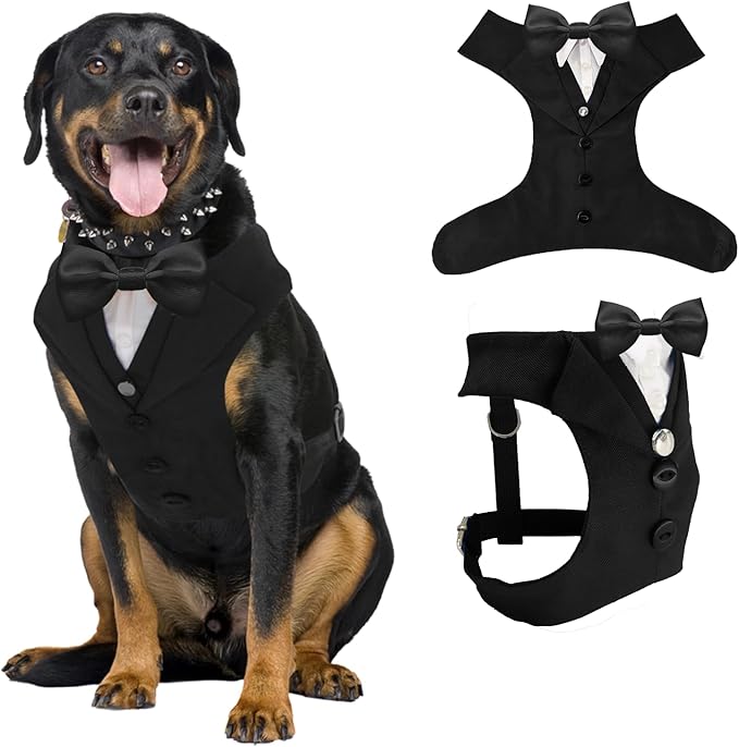 AVERYDAY Dog Tuxedo for Wedding Outfit, Dog Suit and Tie Costumes for Birthday, Halloween, Cosplay, Christmas Party, Pet Formal Wear with Bowtie, Tux for Medium Large Dogs, Bulldog, Labrador, Husky
